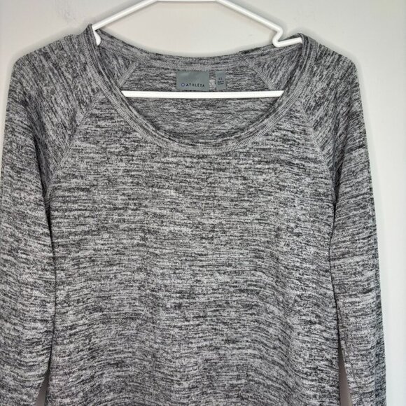 ATHLETA Sweater Women's XS Black Heather Long Sleeve Hi Lo Hem Stretch - Picture 1 of 5